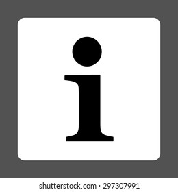 Info icon from Primitive Buttons OverColor Set. This rounded square flat button is drawn with black and white colors on a gray background.