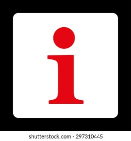 Info icon from Primitive Buttons OverColor Set. This rounded square flat button is drawn with red and white colors on a black background.