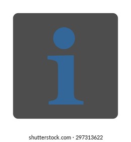 Info icon from Primitive Buttons OverColor Set. This rounded square flat button is drawn with cobalt and gray colors on a white background.