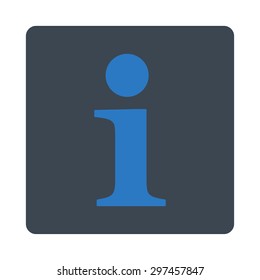 Info icon from Primitive Buttons OverColor Set. This rounded square flat button is drawn with smooth blue colors on a white background.