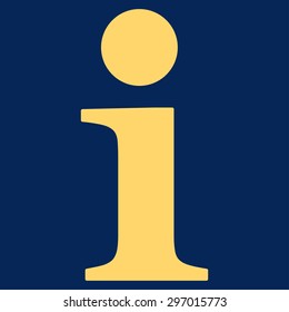 Info icon from Primitive Set. This isolated flat symbol is drawn with yellow color on a blue background, angles are rounded.