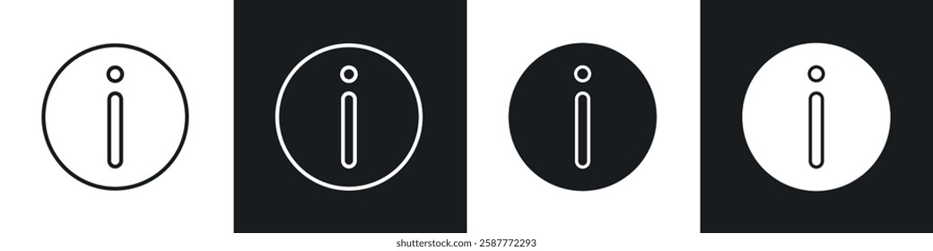 info icon set black and white colors. Graphic Vector icons pack