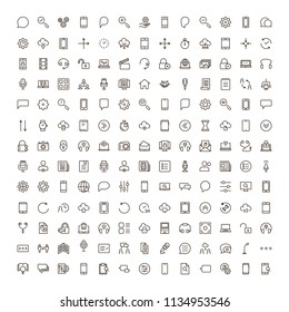 Info icon set. Collection of high quality outline technology pictograms in modern flat style. Black information symbol for web design and mobile app on white background. Help line logo.