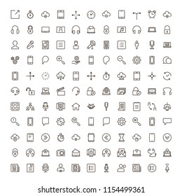 Info icon set. Collection of high quality outline technology pictograms in modern flat style. Black information symbol for web design and mobile app on white background. Help line logo.