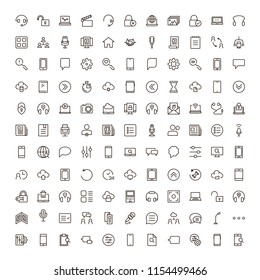 Info icon set. Collection of high quality outline technology pictograms in modern flat style. Black information symbol for web design and mobile app on white background. Help line logo.