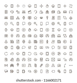 Info icon set. Collection of high quality outline technology pictograms in modern flat style. Black information symbol for web design and mobile app on white background. Help line logo.