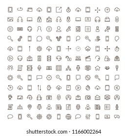 Info icon set. Collection of high quality outline technology pictograms in modern flat style. Black information symbol for web design and mobile app on white background. Help line logo.