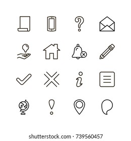 Info icon set. Collection of high quality outline technology pictograms in modern flat style. Black information symbol for web design and mobile app on white background. Help line logo.