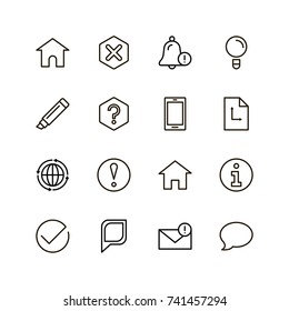 Info icon set. Collection of high quality outline technology pictograms in modern flat style. Black information symbol for web design and mobile app on white background. Help line logo.