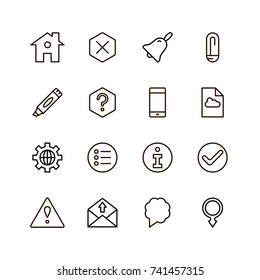 Info icon set. Collection of high quality outline technology pictograms in modern flat style. Black information symbol for web design and mobile app on white background. Help line logo.