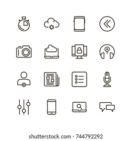Info icon set. Collection of high quality outline technology pictograms in modern flat style. Black information symbol for web design and mobile app on white background. Help line logo.