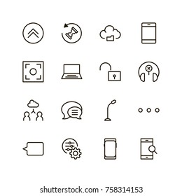 Info icon set. Collection of high quality outline technology pictograms in modern flat style. Black information symbol for web design and mobile app on white background. Help line logo.