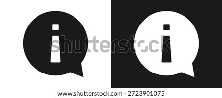 Info Icon Set Glyph In White And Black Background