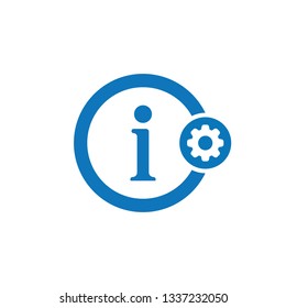 Info icon with settings sign. Info icon and customize, setup, manage, process symbol. Vector illustration