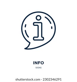 info icon from signs collection. Thin linear info, business, connection outline icon isolated on white background. Line vector info sign, symbol for web and mobile