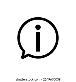 Info icon. Info symbol. Information pictogram. Button for inform, info, help and tourist. Graphic outline sign isolated on white background. Vector.