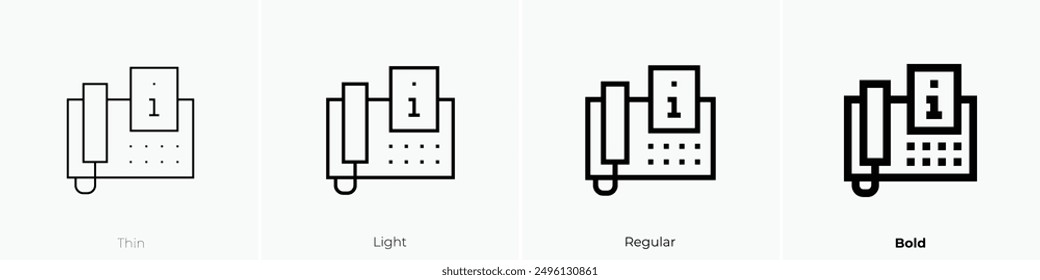info icon. Thin, Light Regular And Bold style design isolated on white background
