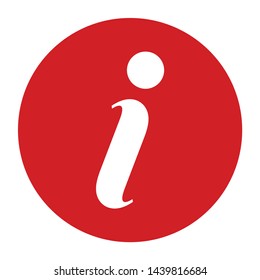 Info icon vector isolated on flat red round button illustration