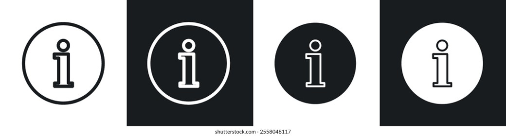 Info icons pack in black and white filled and outlined versions.