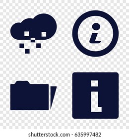 Info icons set. set of 4 info filled icons such as folder, info