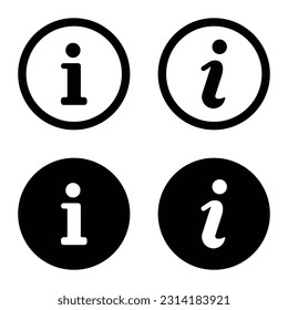 Info icons set. Information icon collection on white background. Info button. Isolated information icons collection. Info symbol flat style - stock vector illustration.