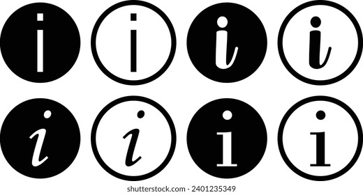 Info icons set. Information icon collection. Info button. Info symbol flat style, vector art