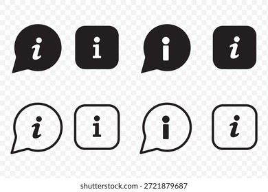 Conjunto de iconos de información. Icono de información colección. Botón de información. Info símbolo de estilo plano - Vector de stock.