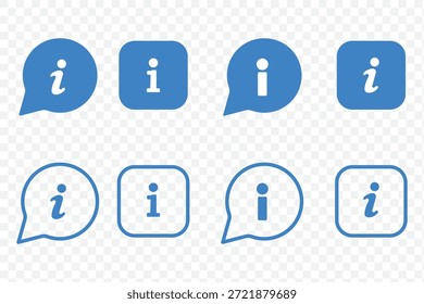 Conjunto de iconos de información. Icono de información colección. Botón de información. Info símbolo de estilo plano - Vector de stock.