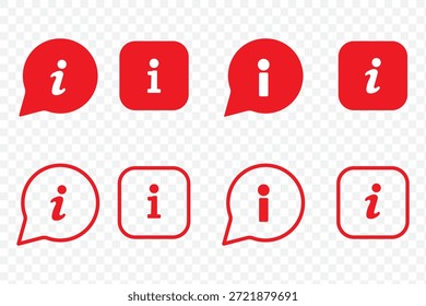 Conjunto de iconos de información. Icono de información colección. Botón de información. Info símbolo de estilo plano - Vector de stock.