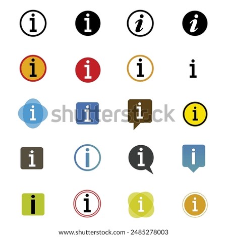 Info icons set. Information icon collection. Info button. Info symbol flat style, Info Point Icon Black | Information Illustration |