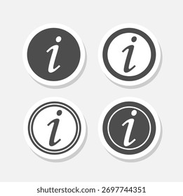 Conjunto de iconos de información. Etiqueta engomada de la muestra de la información aislada en fondo gris