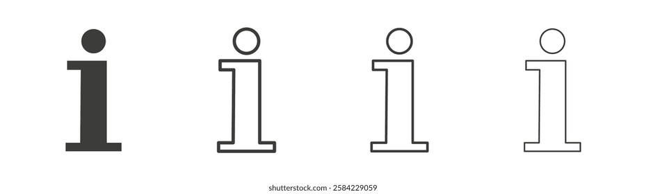 info icons set. Liner outlined and flat black color