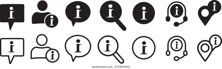 Conjunto de iconos de información, iconos de información Icono de punto de información, Icono de información colección Información. Diferentes estilos de gráficos de información,
