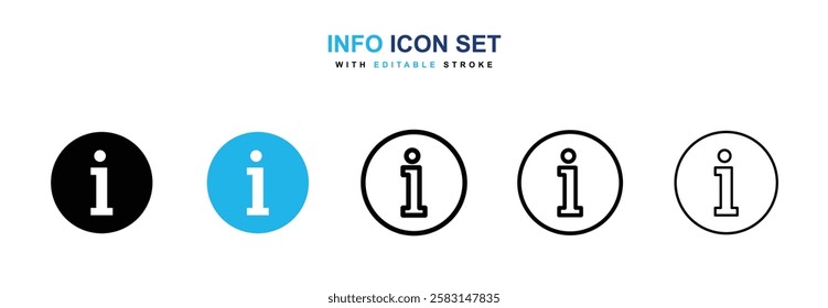 info icons vector collection in black and blue colors on white background