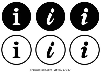 info information icon.  Info button. Black bubbles pointers with info signs. 
