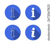 Info, Information icon with long shadow. Helpdesk symbol. Guidance element design