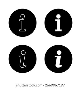 Info, Information icon set in black circle. Helpdesk symbol. Guidance element design