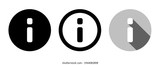 Info or Information Sign Circle Icon Set. Vector Image.