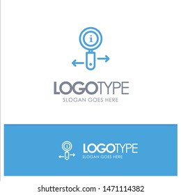 Info, Information, Zoom, Search Blue outLine Logo with place for tagline. Vector Icon Template background