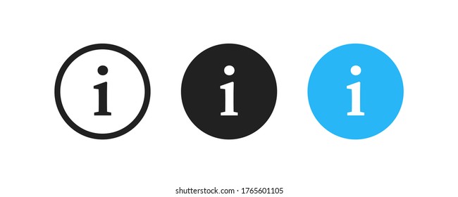 Info, line and color simple ison set. Inform button concept in vector flat style.