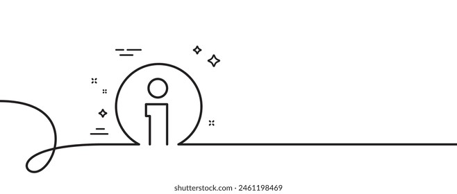 Info line icon. Continuous one line with curl. Information center sign. Support speech bubble symbol. Info single outline ribbon. Loop curve pattern. Vector