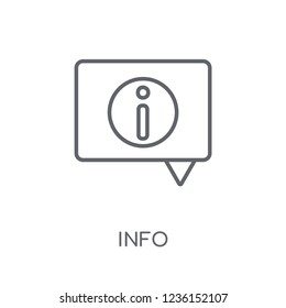 Info lineares Symbol. Modernes Rahmenlogo-Konzept auf weißem Hintergrund aus der Communication-Kollektion. Geeignet für den Einsatz in Web-Apps, mobilen Apps und Printmedien.