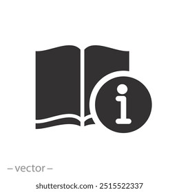 info manual or brochure icon, information book, guide user, helpdesk, flat vector illustration