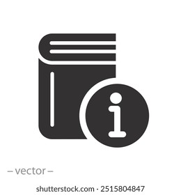 info manual or brochure icon, information book, guide user, helpdesk, flat vector illustration