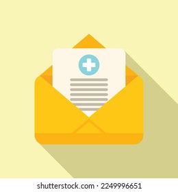 Info medical mail icon flat vector. Online patient. Medicine clinic