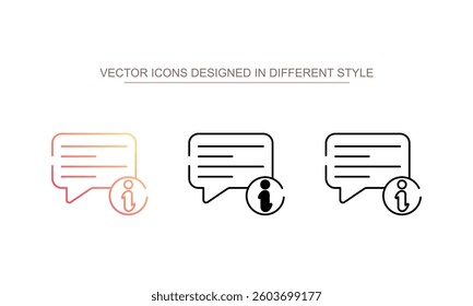 Info message icon design with white background stock illustration
