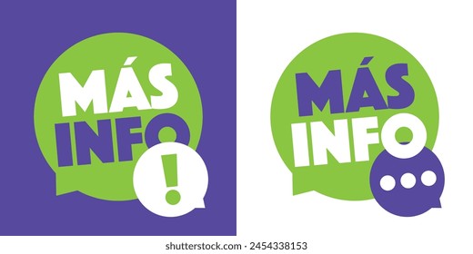 Más info, More news on speech bubble in Spanish
