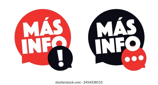 Más info, More news on speech bubble in Spanish