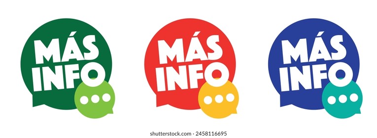 Más info, More news on speech bubble in Spanish
