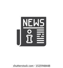 Info news publication vector icon. filled flat sign for mobile concept and web design. Information newspaper article glyph icon. Symbol, logo illustration. Vector graphics